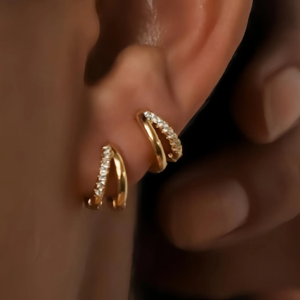 Fashion Gold Color Zircon Hoop Earrings for Women Boho Retro Geometric Statement Copper Metal Earrings Trendy Jewelry Gifts 2024 Vera Lux