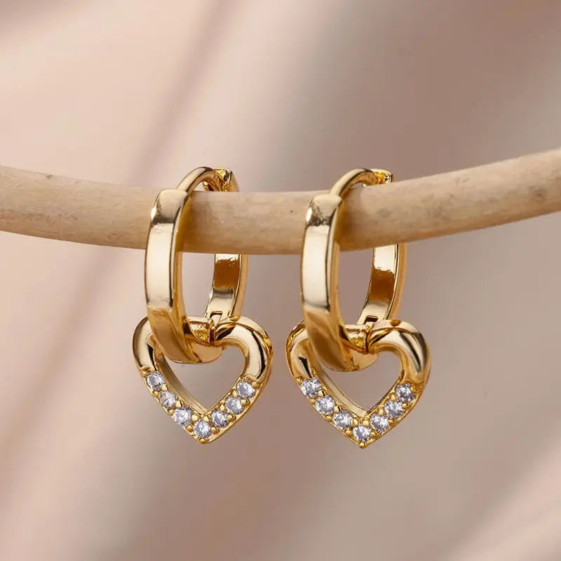 Zircon Heart Pendientes Earring For Women Stainless Steel Gold Color Piercing Earring 2025 Trend Jewelry aretes Accesorios mujer Vera Lux