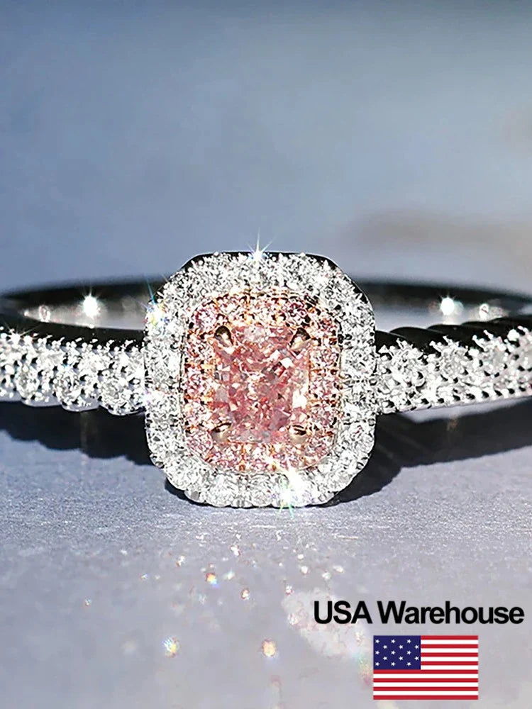 925 Sterling Silve Fashion Delicate Sweet Pink Zircon Ring For Women Anniversary Luxury Personalized High Quality Fine Jewelry Vera Lux