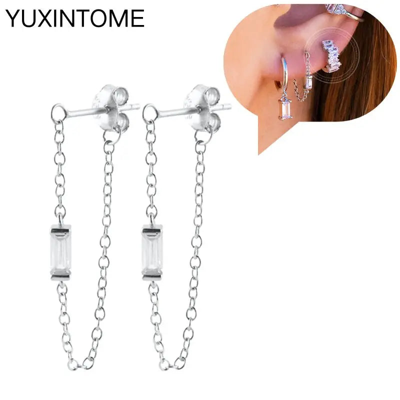 925 Sterling Silver Ear Needle Fashion Hoop Earrings White Crystal Luxury Women's Silver Earrings Wedding Women's Jewelry Gift Vera Lux