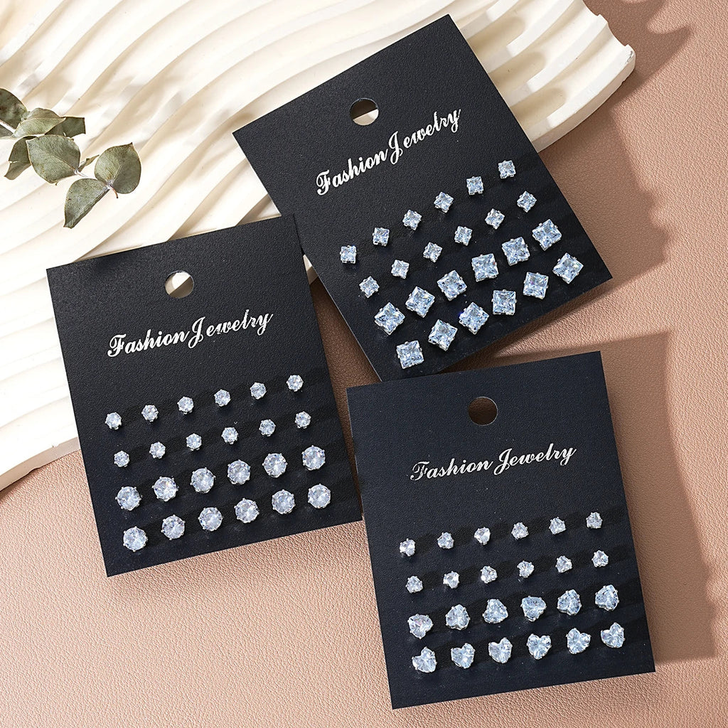 36 Pcs Simple Shiny Rhinestone Stud Earrings Set for Women Fashion Crystal Zircon Pearl Earring New Jewelry Accessories Gifts Vera Lux