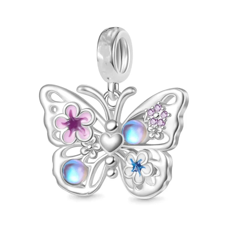2026 925 Silver Flower, Butterfly, Highland Cow, Motorcycle Pendant Fit European Original Bracelet DIY Jewelry Exquisite Jewelry Vera Lux