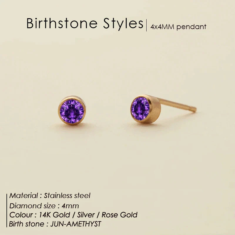 316 Stainless Steel Birthstone Ear Stud Piercing Gun Gold Color Push-Back Earrings Piercing Safe For Baby And Women Gift Jewelry Vera Lux