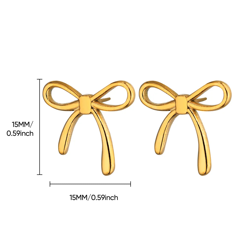 Stainless Steel Thin Bowknot Earrings For Women Gold Color Aesthetic Earring Wedding Christmas Fashion Jewelry Accessories Vera Lux