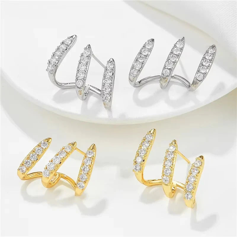Exquisite Silver Color Claws Stud Earrings with Crystal Modern Design Fashion Versatile Accessories Women Jewelry Vera Lux
