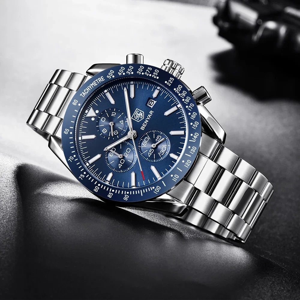Men Watch BENYAR Top Brand Luxury Full Steel Business Quartz Watch Men Casual Waterproof Sports Watches Clock Relogio Masculino Vera Lux