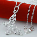 925 Sterling Silver Butterfly Pendant Necklace Snake Chain For Women Wedding Engagement Jewelry Vera Lux