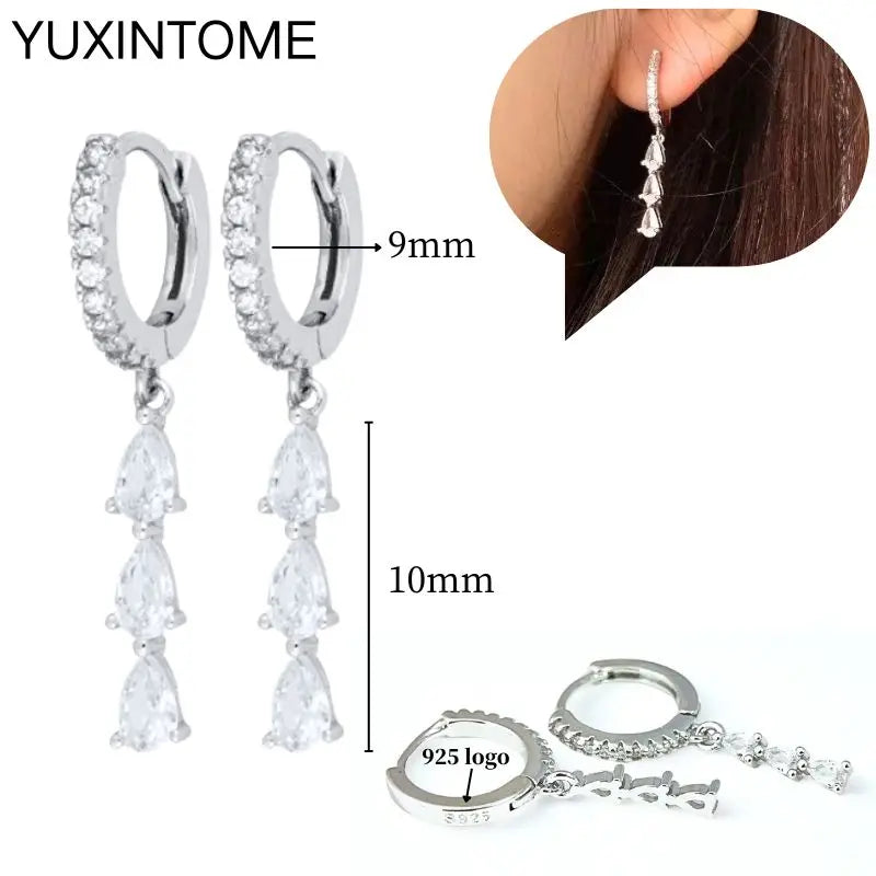 925 Sterling Silver Ear Needle Fashion Hoop Earrings White Crystal Luxury Women's Silver Earrings Wedding Women's Jewelry Gift Vera Lux