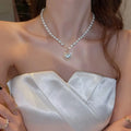 Elegant Pearl Necklace For Women Heart Pendant Necklaces Luxury Imitation Pearls Chain Necklaces Korean Jewelry Girls Gifts Vera Lux