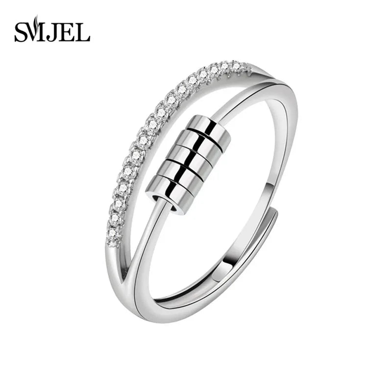 SMJEL Anti Stress Anxiety Ring Fidget Spinner Rings Adjustable for Women Rotating Freely Spinning Accessories Jewelry Gifts Vera Lux
