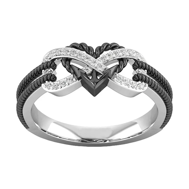 Charm Couple Rings For Men Stainless Steel Celtic Dragon Ring Heart Black Zircon Women Wedding Rings Set Valentine's Day Jewelry Vera Lux