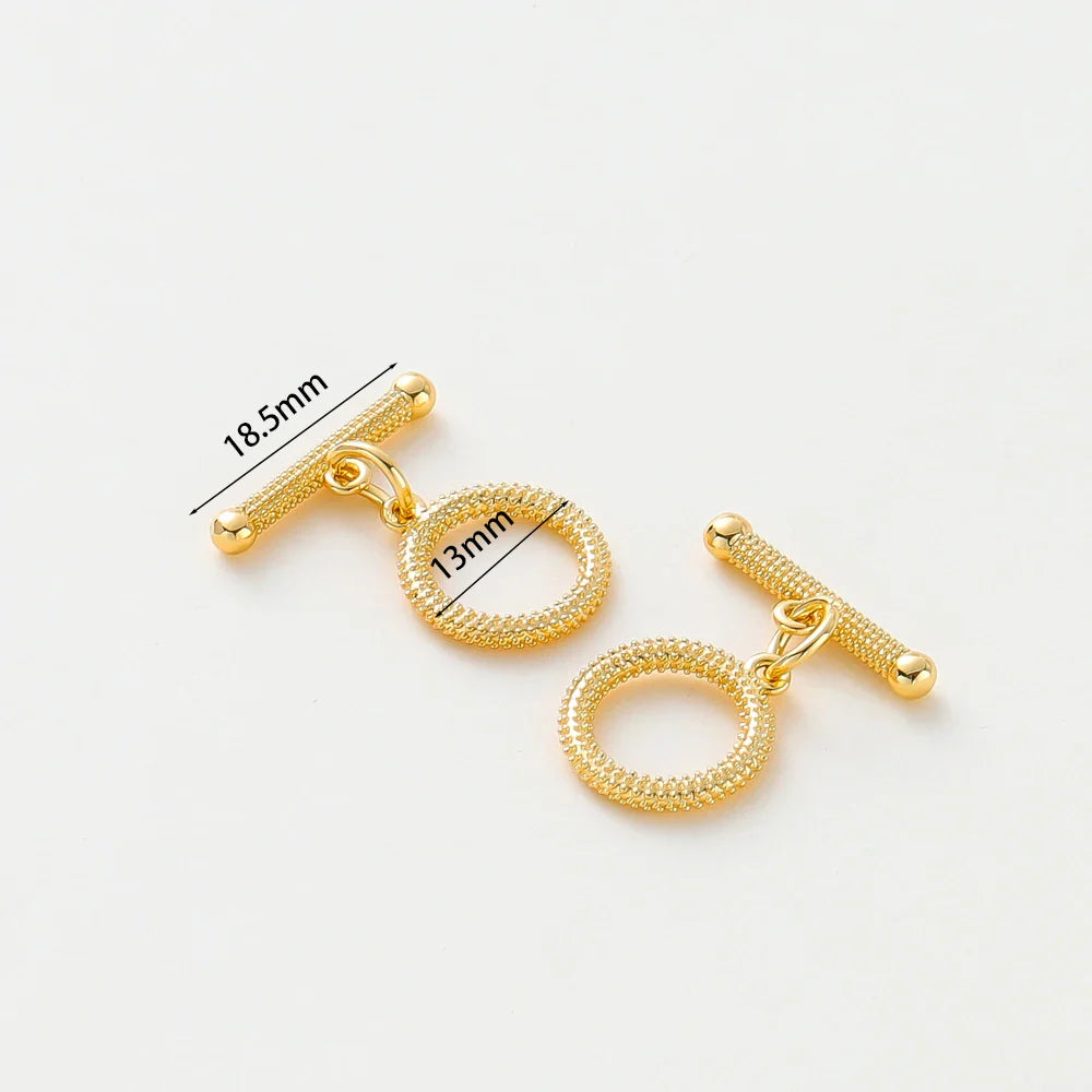 4 Sets 14K/18K Gold Color Plated Brass O Toggle Clasps Connector for DIY Bracelet Necklace Jewelry Making Findings Accessories Vera Lux
