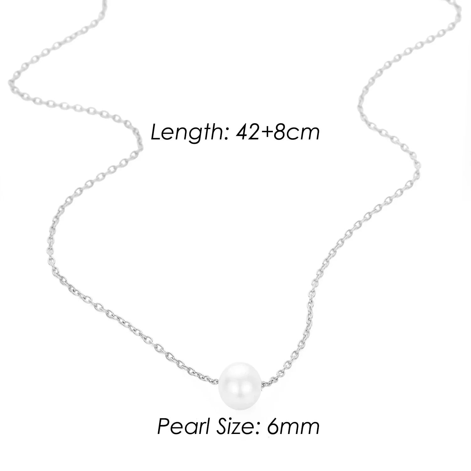 4MM Simulated-pearl Pendant Necklace for Women Dainty Stainless Steel Gold Color Necklace Women Vera Lux