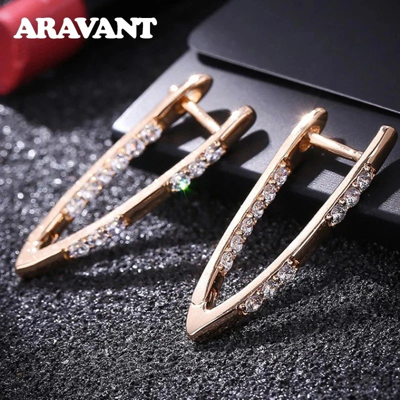 Aravant 925 Silver 18K Gold Cubic Zirconia Hoop Earrings For Women Fashion Jewelry Vera Lux