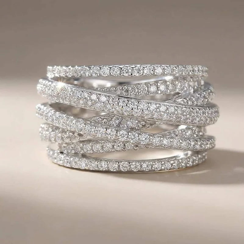 925 Sterling Silver Classic Vintage Line Wrap Zircon Ring For Women Party Luxury Fashion High Quality Fine Jewelry Hot Sales Vera Lux