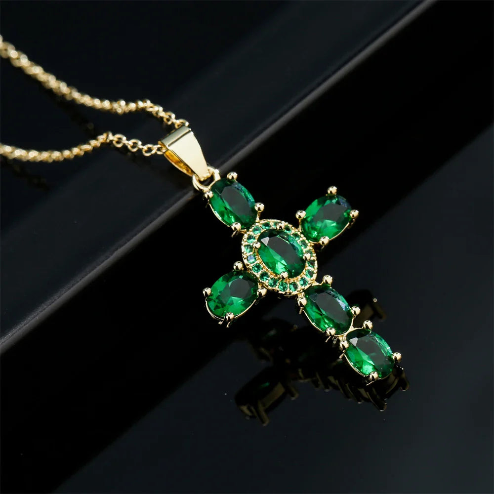 NEWBUY Classic Design Cross Pendant Necklace For Women 2026 Hot Sale Luxury AAA Cubic Zirconia Crystal Christian Jewelry Gift Vera Lux