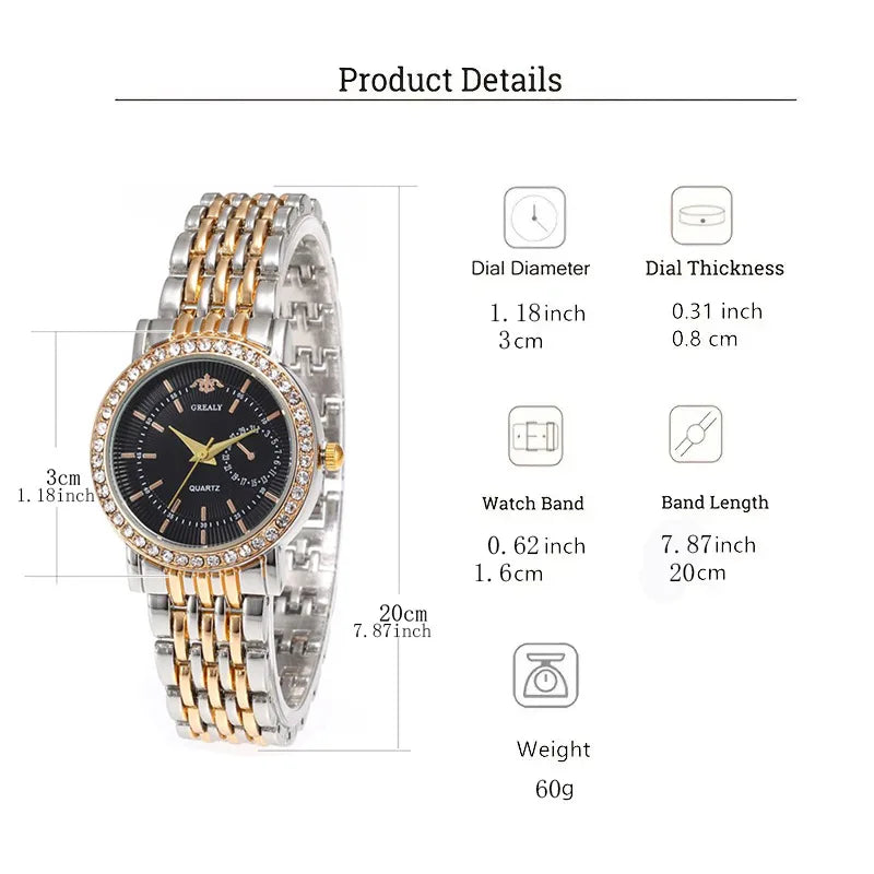 New Luxury Exquisite Women Quartz Watch Business Fashion Casual Round Rhinestone Quartz Watch Gift For Friends Family Relogio Vera Lux