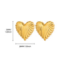 Heart Stripe Chunky Stud Earrings for Women Stainless Steel Gold Color Wedding Aesthetic Earring New Jewelry Accessories BFF Vera Lux