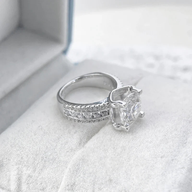 NeeTim 2ct 3ct 5ct D VVS1 Moissanite Wedding Ring For Women 925 Sterling Silver Band Lab Diamond Bands Engagement Rings Vera Lux