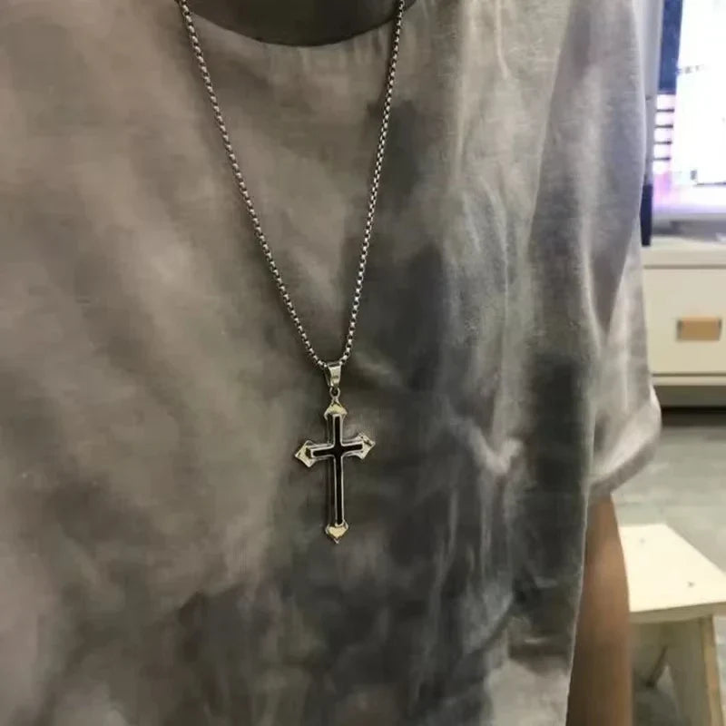 Cross Pendant Gold/Silver Plated Necklace Stainless Steel Link Chain Charm Choker Statement Men Jewelry Accessories Gifts Vera Lux