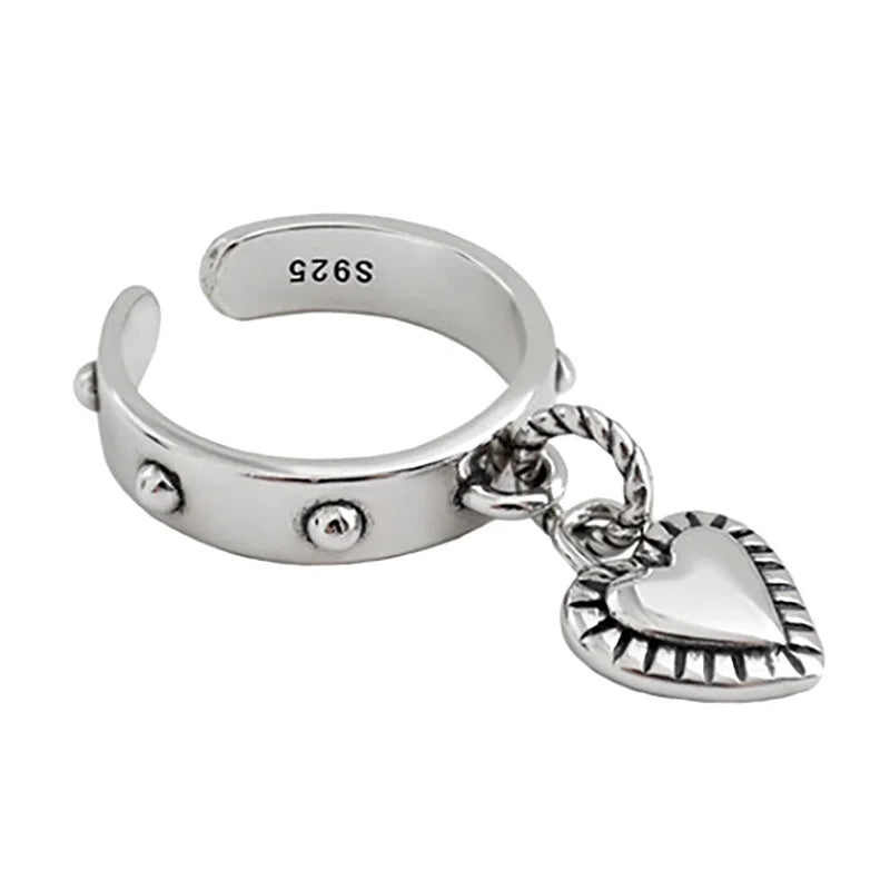 925 Sterling Silver Heart Pendant Adjustable Rings For Women Wedding Luxury Jewelry Wholesale  and Vera Lux
