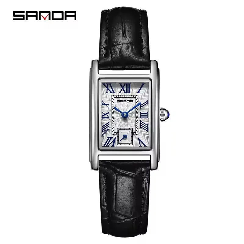 SANDA 1116 New Fashion 2025 Elegant Design Rectangle Dial Water Resistant Quartz Movement Business Women Analog Wrist Watch часы Vera Lux