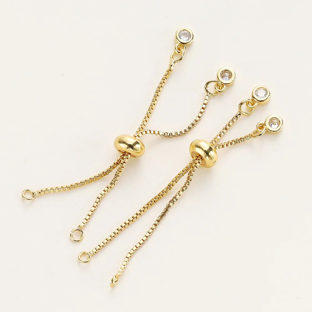 2/4pcs 5/7/12cm 14K/18K Gold Color Plated Brass Adjustable Slider Chains For DIY Bracelet Making Jewelry Making Accessories Vera Lux