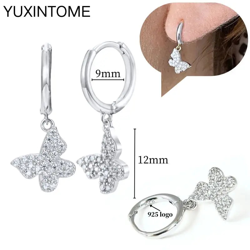 925 Sterling Silver Ear Needle Fashion Hoop Earrings White Crystal Luxury Women's Silver Earrings Wedding Women's Jewelry Gift Vera Lux