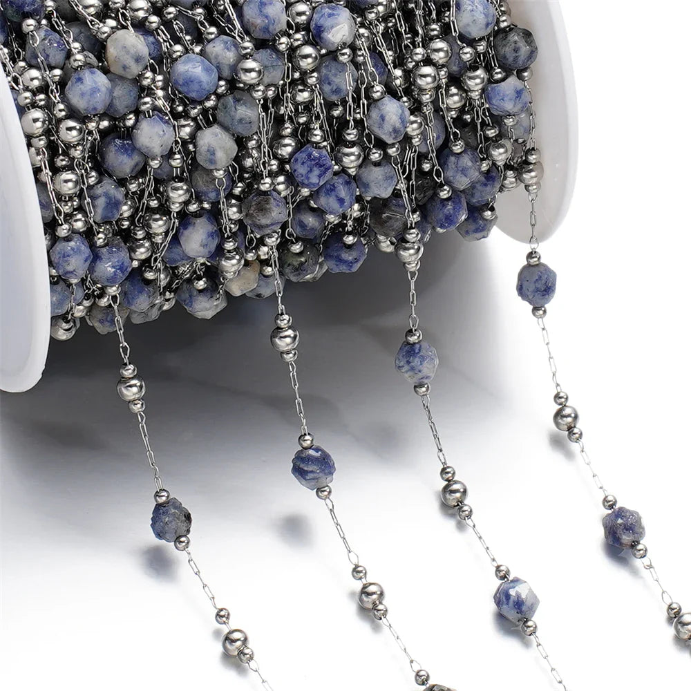 1Meter/Lot Mixed Stainless Steel Irregular Stone Beads Chains for Handmade DIY Necklace Bracelets Jewelry Making Accessories Vera Lux