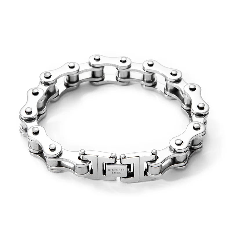 1Pcs Men's Stainless Steel Bracelet Creative Imitation Bicycle Chain Bracelet Trendy Punk Style Daily Wear Accessories Vera Lux