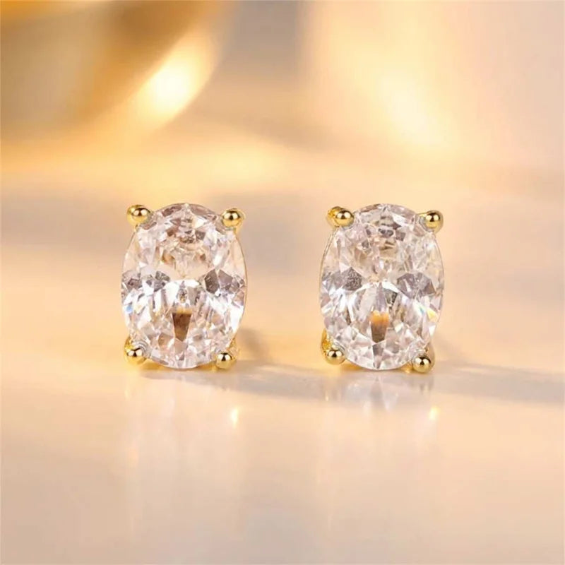 925 Sterling Silve Trendy Sparkling Zircon Oval Stud Earrings for Women Gift Party Fine Jewelry Gift Vera Lux