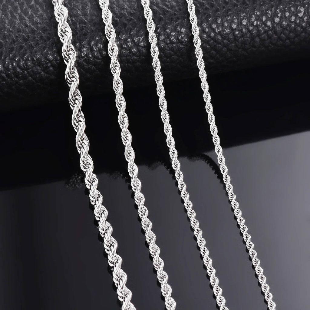 1 piece 925 sterling silver Width 2mm/3mm/4mm Rope Chain Necklace/Bracelet For Men Women Man Fashion Chain Necklace Vera Lux