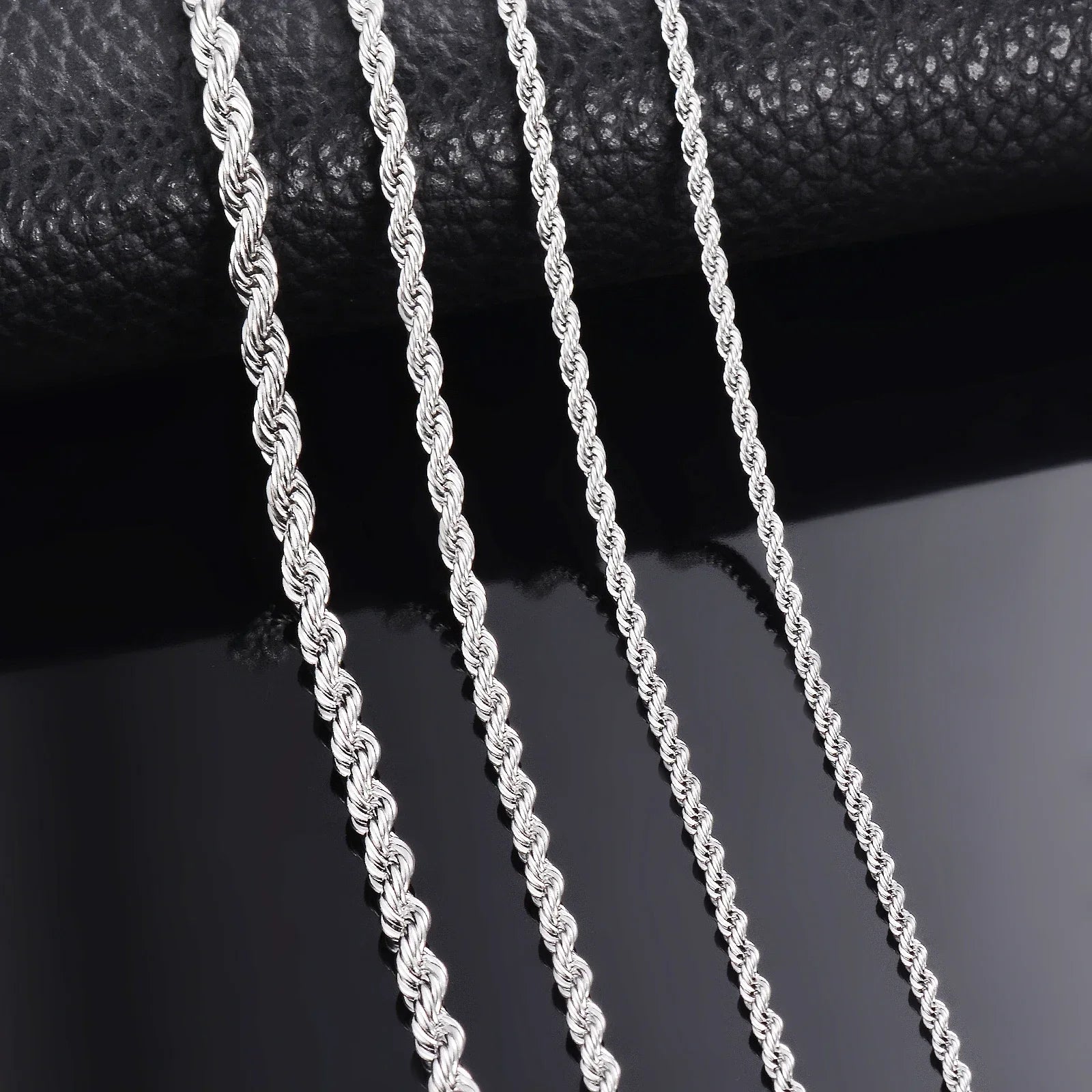 1 piece 925 sterling silver Width 2mm/3mm/4mm Rope Chain Necklace/Bracelet For Men Women Man Fashion Chain Necklace Vera Lux