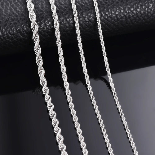1 piece 925 sterling silver Width 2mm/3mm/4mm Rope Chain Necklace/Bracelet For Men Women Man Fashion Chain Necklace Vera Lux
