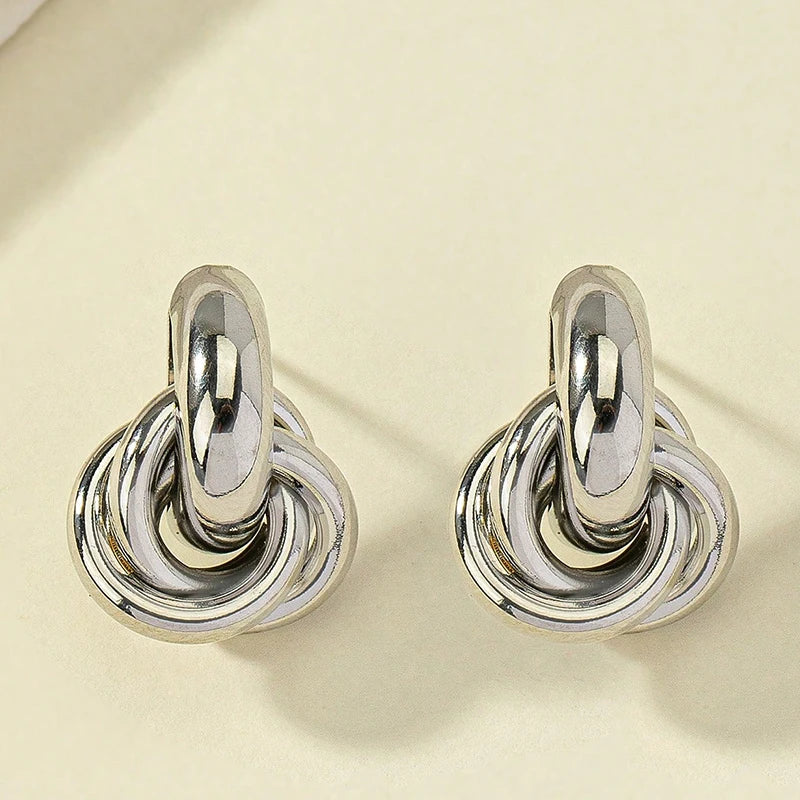 Obega Gold SIlver Color Knot Hoop Earring For Women Shiny Plating Trendy Earring Stud Cute Daily Wear Jewelry Vera Lux