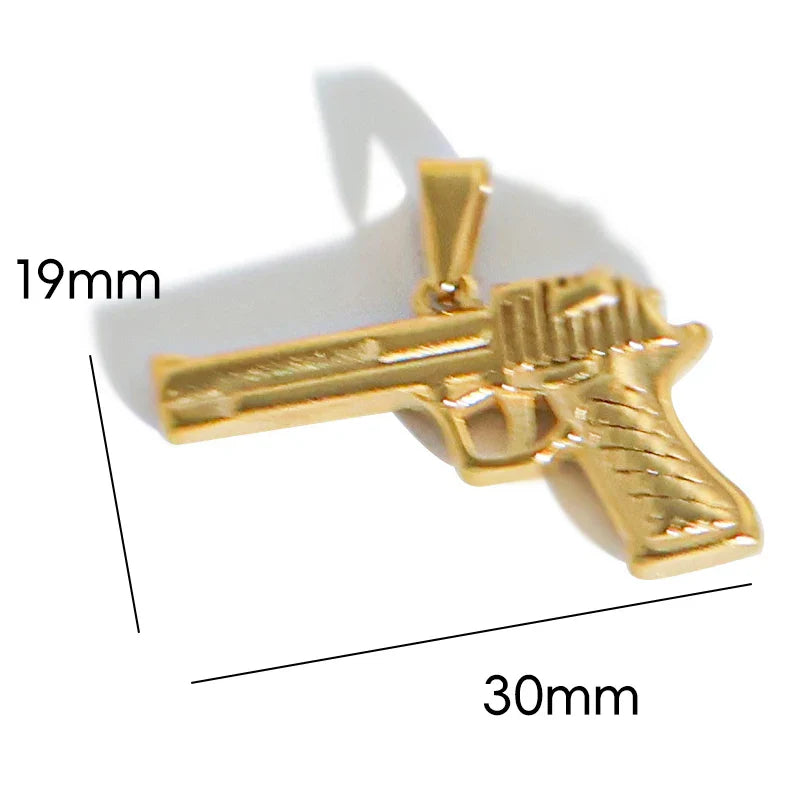 18k Gold Plated 316l Stainless Steel Vintage Pyramid Pharaoh Pistol Barbell Pendant Charm - Unisex Trendy Jewelry Vera Lux