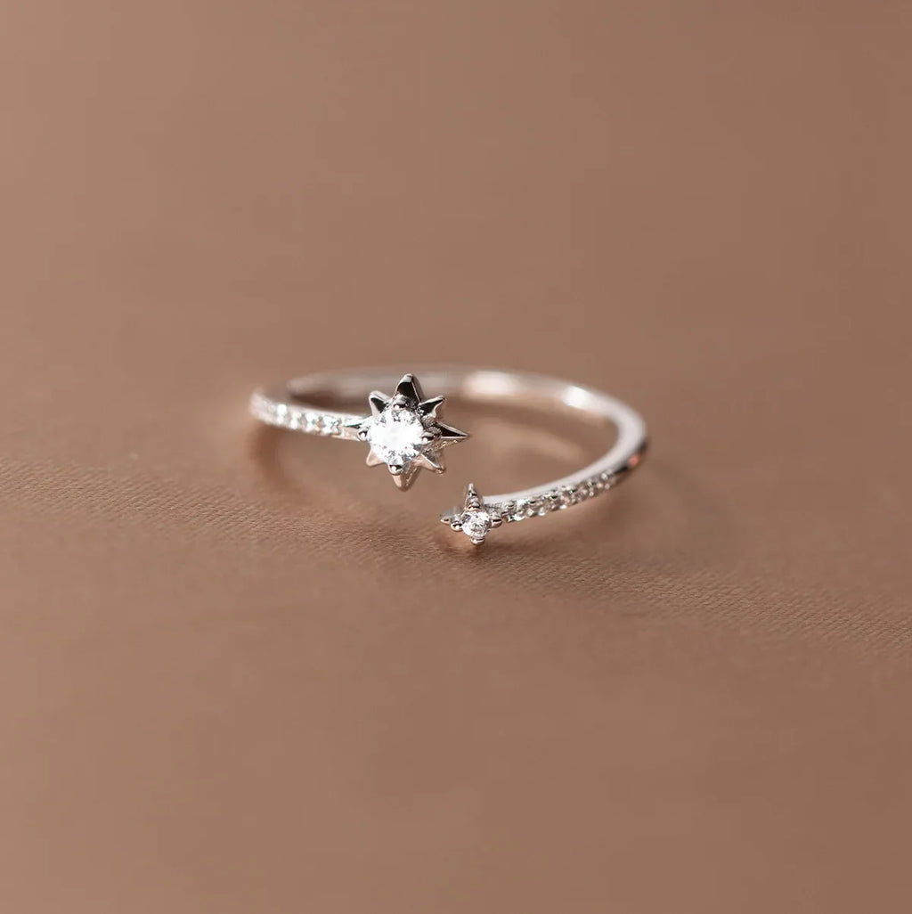 925 Sterling Silver Zircon Star Adjustable Rings For Women High Quality Jewelry Accessories Wholesale  Jewellery Argent 925 Vera Lux