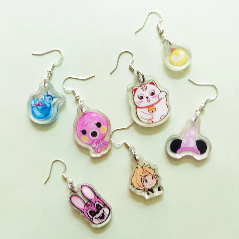1Pair Custom Earrings Clear Acrylic Accessorie Cartoon Design Customized Anime Charms Personalized Pendientes Earrings For Women Vera Lux
