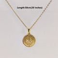 18K Gold Plated Stainless Steel Compass Pendant Necklace - Round Coin Design for Men & Women, Waterproof Unisex Jewelry Gift Vera Lux
