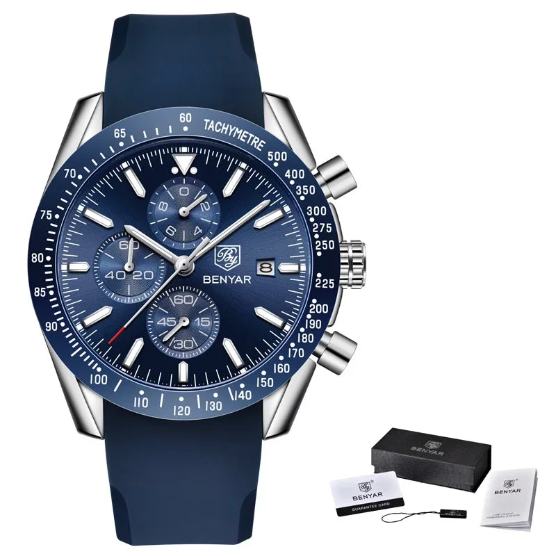 Men Watch BENYAR Top Brand Luxury Full Steel Business Quartz Watch Men Casual Waterproof Sports Watches Clock Relogio Masculino Vera Lux