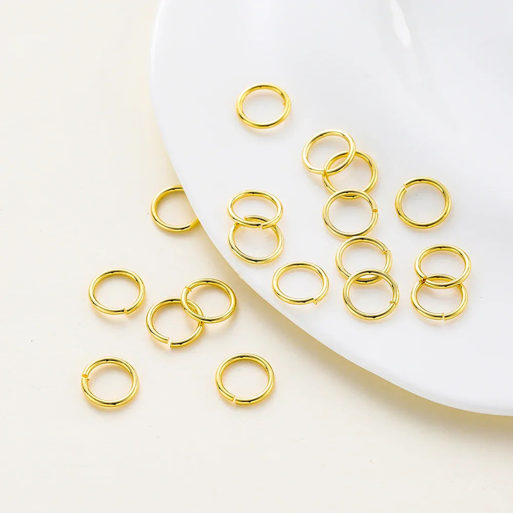 50-200/lot 14K 18K Gold Necklace Open Single Jump Ring Lobster Clasp Connector Split Ring Fitting DIY Jewelry Making Accessories Vera Lux