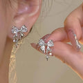 New Y2K Bowknot Zircon Stud Earrings for Women Fashion Korean Silver Color Pink Crystal Personality Earring Party Jewelry Gifts Vera Lux