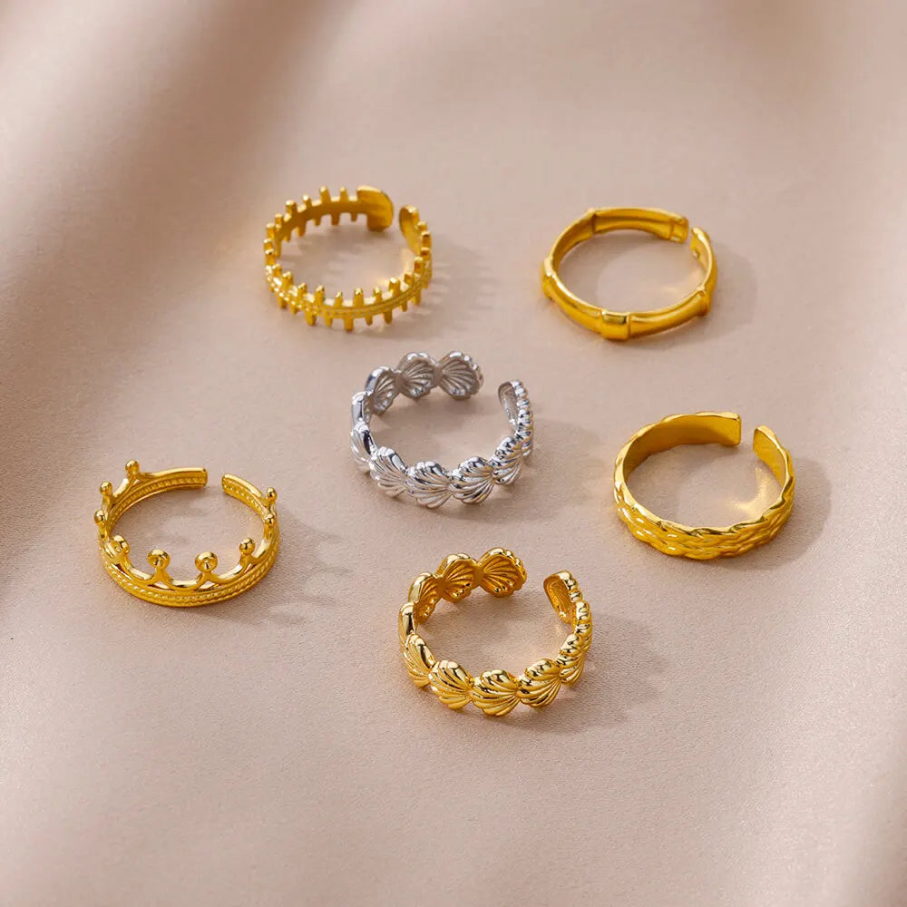 Shell Rings for Women Gold Plated Stainless Steel Rings Finger Chunky Wedding Statement Jewelry Shell Ring Trend Gift anillos Vera Lux