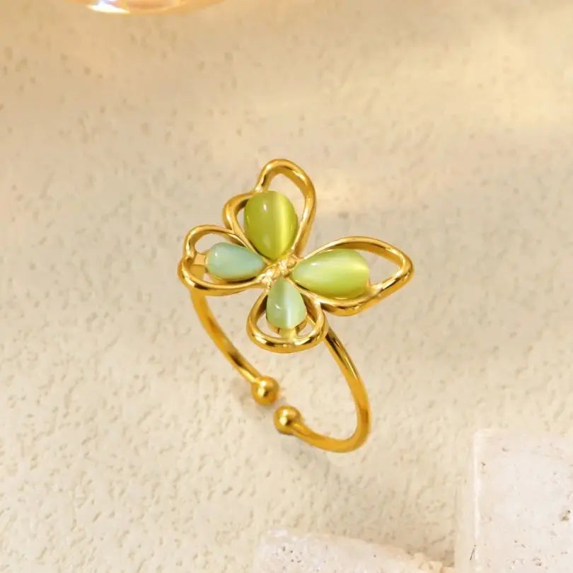 Popular Butterfly Rings For Women Gold Color Stainless Steel Geometric Opening Finger Ring Aesthetic Wedding Christmas Jewelry Vera Lux