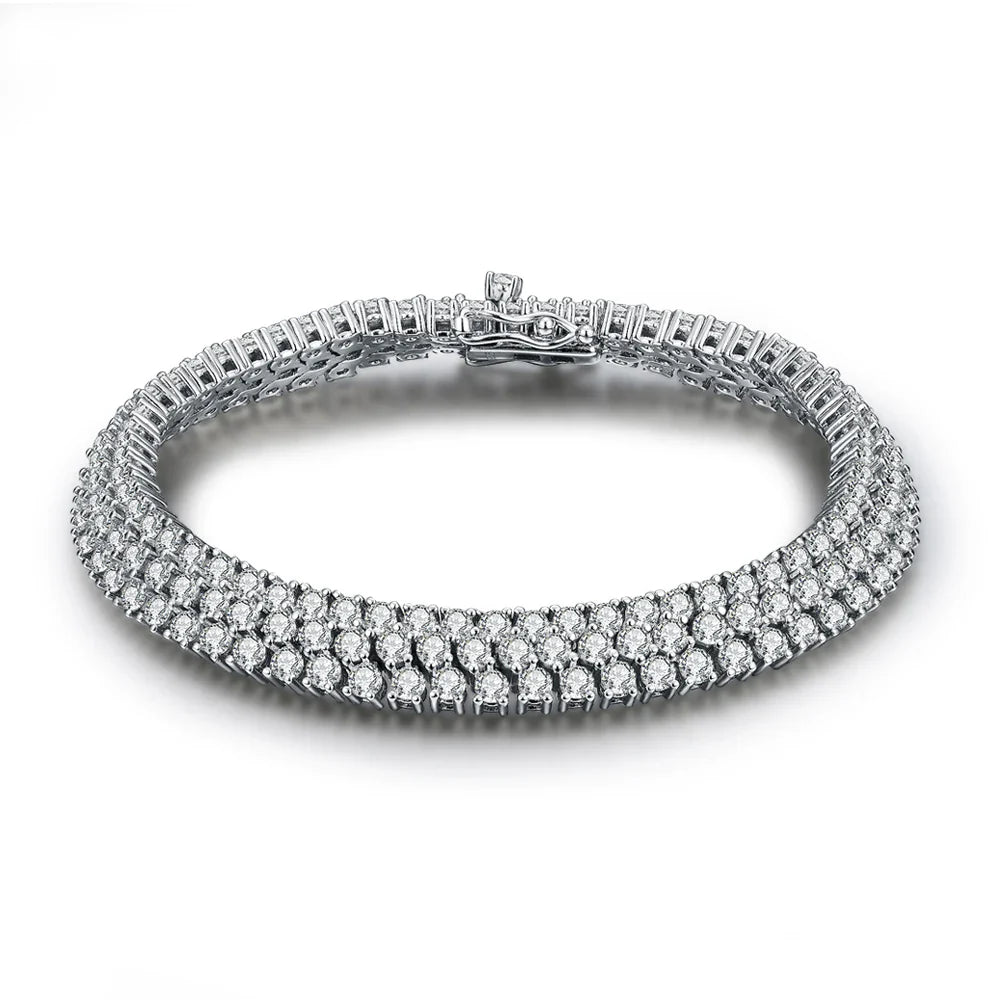 MINTYBOX S925 Sterling Silver All Moissanite Tennis Bracelet for Women D VVS1 Diamond Gold Plated Luxury Wedding Fine Jewelry Vera Lux