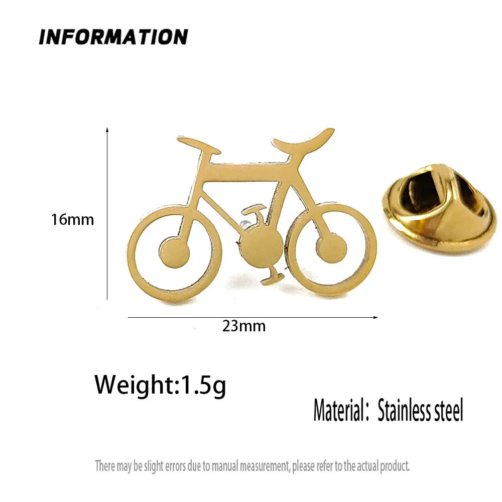 New punk style bicycle hollow stainless steel gold-plated badge, suit lapel pin waterproof black, men's brooch set Vera Lux
