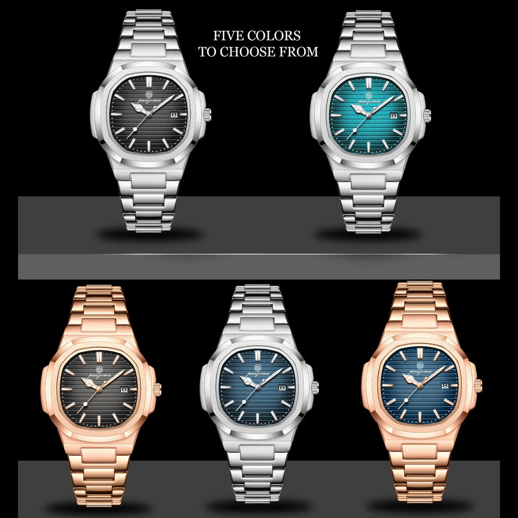 Fashion Men's Watches Business Stainless Steel Quartz Wrist Watch Calendar Date Male Casual Sports Luminous Clock Vera Lux