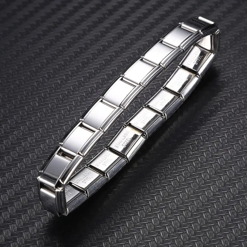 9 mm Wide Stainless Steel Bracelets Simple Trendy Style Daily Wear Silver-Color Charm Bracelet For Women On Party Unisex Style Vera Lux