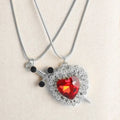 LATS 2pcs Can Be Assembled Heart and Sword Zircon Pendant Necklace for Women Men Couple Silver Gold Plated Choker Chain Jewelry Vera Lux