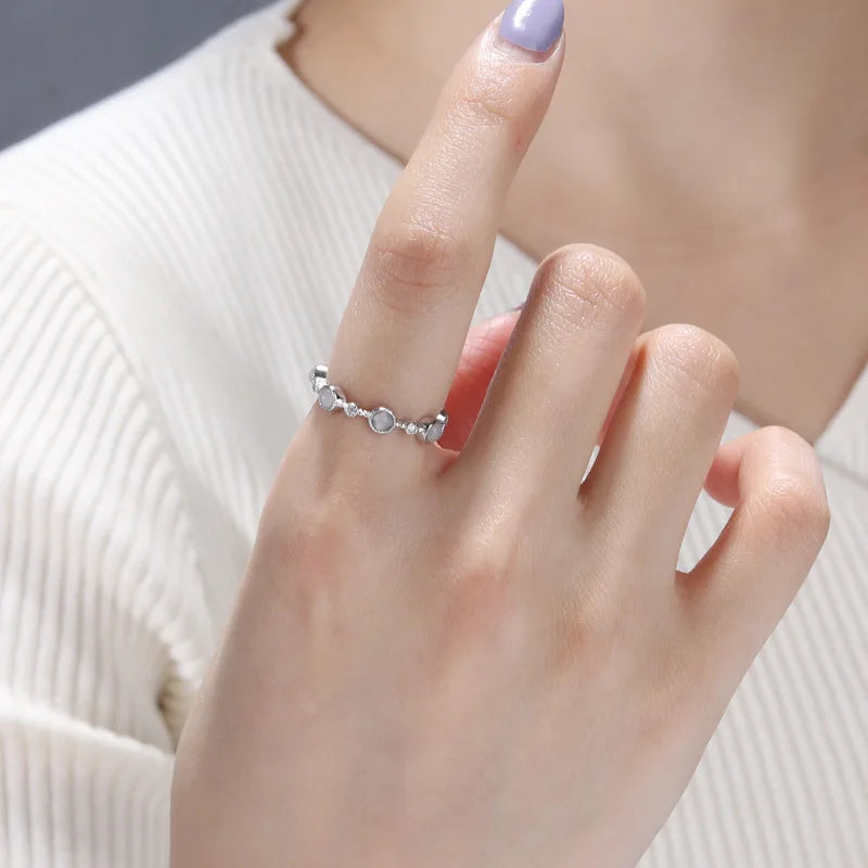 925 Sterling Silver Round Crystal Adjustable Rings For Women Wedding Engagement Luxury Jewelry Wholesale Accessories Jewellery Vera Lux